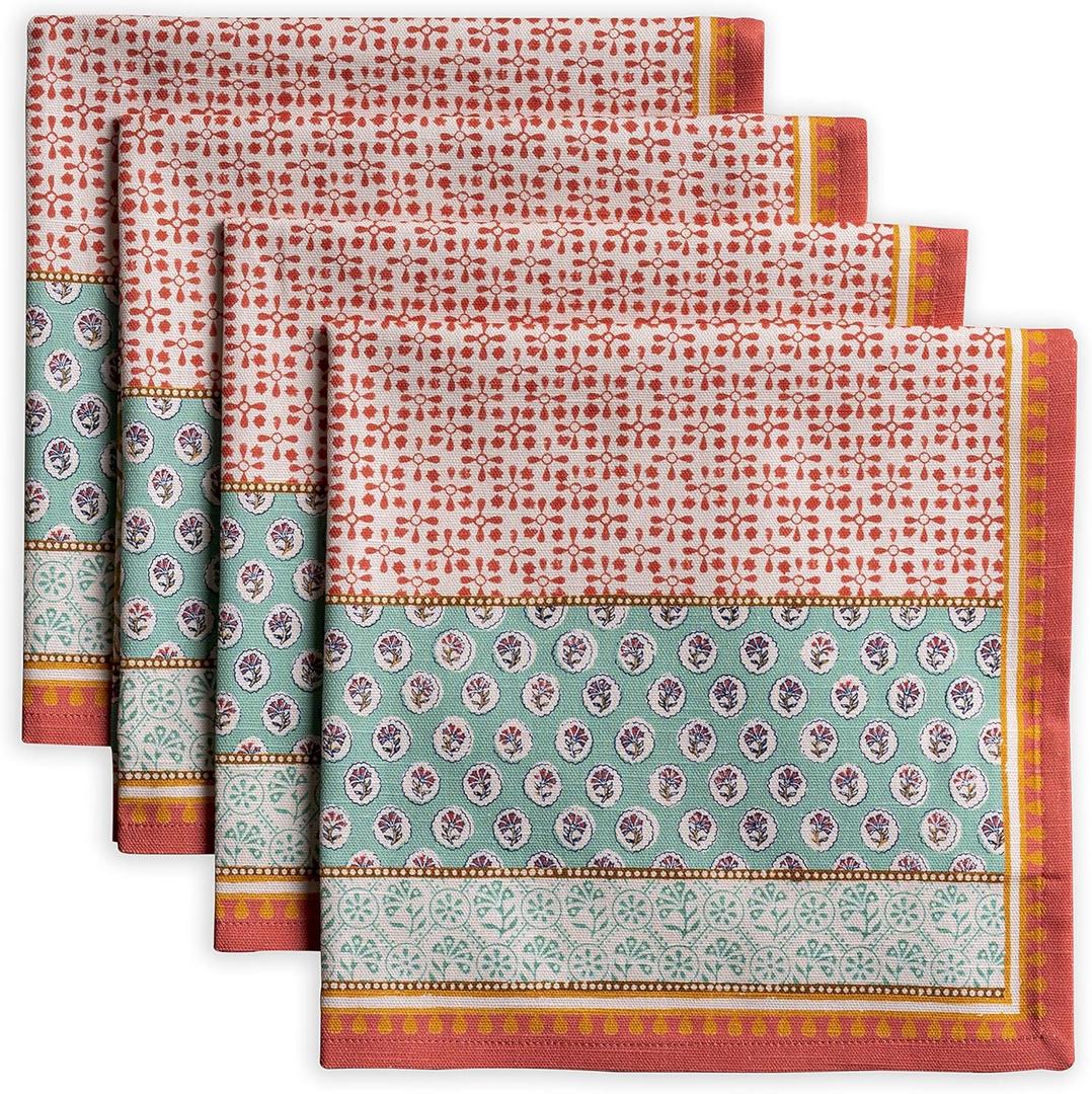 Maison d' Hermine Cloth Napkins Set of 4 100% Cotton Everyday Reusable Square Napkins Cloth Washable Dinner Party Wedding Restaurant Valentines Day Decorations Spring/Summer (Provence, 20" x 20")