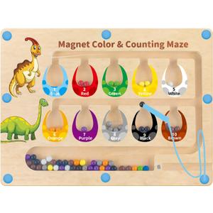 Dinosaur Toys,Magnetic Color and Number Maze, Montessori Toys for 2 3 4 5 Year Old,Learning Educational Sensory Toys for Toddlers and Kids Boys Girls,Christmas Stocking Stuffers for Kids