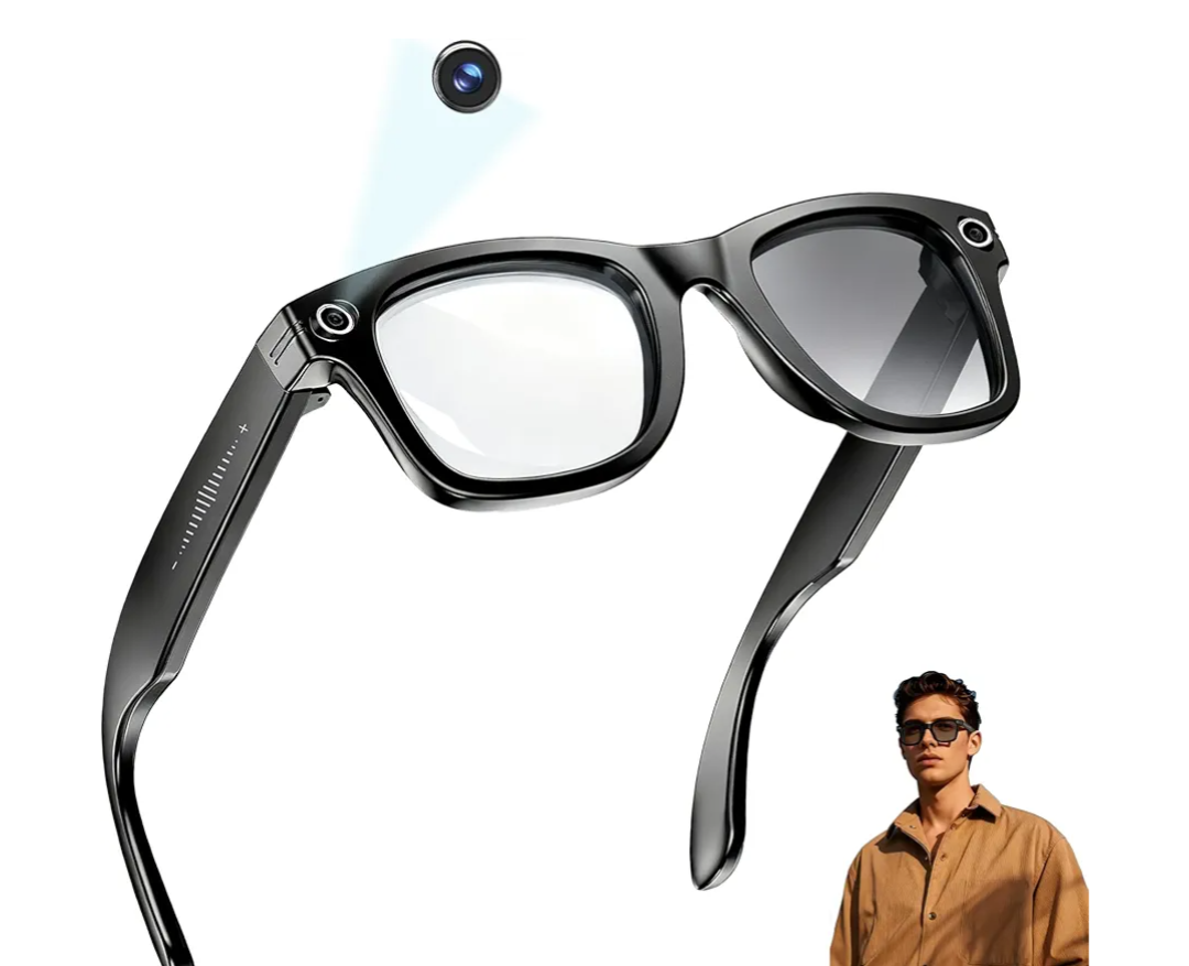 MNVOEQ AI Smart Glasses with 4K Camera/Video Recording/Bluetooth for Men & Women/HandsFree Recording Glasses with Audio, AIPowered Wearable Tech/FirstPerson Camera/Travel/Bussiness/Sports/Drive