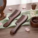 2 Pcs Sandalwood Comb Set Wide and Fine Tooth Comb Wooden Detangling Anti-static Natural Wood Combs Green Handmade Sandalwood Combs for Women Men Straight Curly Dry Wet Hair