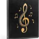 Sheet Music Folder, Leather, 20 Non-Reflective Sheets/40 Pages, Write-on, 4-Ring Binder (Black)