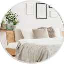 Muzilife 24" Round Mirror, Bathroom Circle Mirror, Silver Wall Mirrors with Modern Brushed Metal Frame, Suitable for Wall Hanging Decoration, Living Room, Bedroom