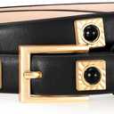 Studded Belt for Women Skinny Leather Belt Fashion Punk Thin Ladies Belt for Jeans Pants Dresses (Fit Waist Size 27"-31", 02-Gold Black)