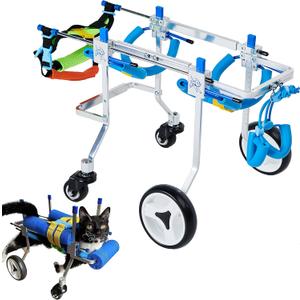 HobeyHove Adjustable 4-Wheel Dog Cart/Wheelchair, Animal Exercise Wheelsfor Pet/Doggie Wheelchairs with Disabled Hind Legs Walking(7-Size) (XS)