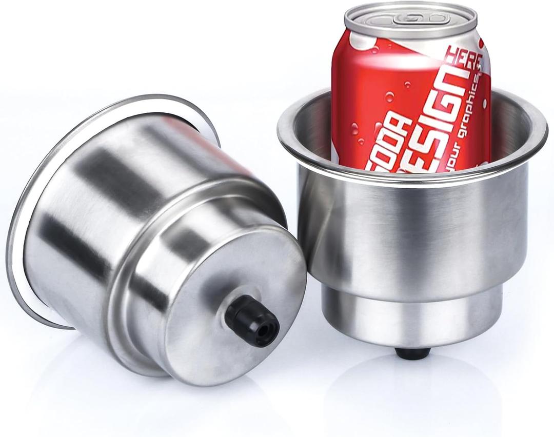 Marinebaby Stainless Steel Cup Drink Holder with Drain Marine Boat Rv Camper
