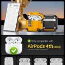 Pohgelan Compatible with AirPods 4 Case,Magnetic Automatic Lock with Phone Stand & Cleaning Kit,Compatible with Magsafe Cover -Yellow
