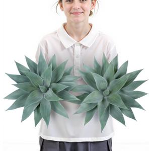 Velener Artificial Outdoor Blue Agave Plant - Small Size UV Resistant Fake Agave Plants for Indoor and Outdoor Decor(18 Inch)-2 Pack
