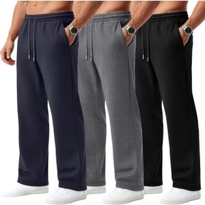 Evervibe 3 Pack Men's Big and Tall Sweatpants Athletic Workout Lounge Pants Plus Size Drawstring Joggers with 3 Pockets(Black, Dark Gray, Dark Blue Gray, 5X-Large)