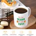 Tis the Season to Get Tipsy Coffee Mug, 11Oz Coffee Cup Gift, Unique Holiday Wedding Gifts for Family Friends Men Women Sister (White)