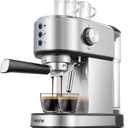AMZCHEF Espresso Machine with 20 Bar, Professional Espresso Maker with Milk Cream/Steam Stick, Compact Stainless Steel Coffee Machines, 34oz Household Detachable Water tank, Gift for Dad or Mom