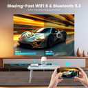 Mini Projector with WiFi and Bluetooth, Portable Projector 4k 1080P Support 5w Sound Base Speaker, 170 ANSI, Android 11, Auto Vertical Keystone Smart Proyector for Home Bedroom Outdoor, HY300 Ultra