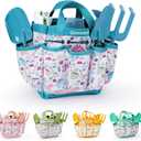 Kids Gardening Set Toys, Quality Garden Tool Kit for Kids and Toddlers, Includes Two Shovels, Garden hat,Rake, Apron,Gloves, Watering Can, and Tool Bag (Blue)