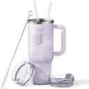 40oz Tumbler with Handle, Insulated Tumbler with Straw and Spout Lid, Coffee Mug Stainless Steel Travel Mug Cup for Water, Tea or Iced Coffee, Keeps Cold for 24hrs or Hot for 12hrs, Leak-proof (Wisteria Tie Dye)