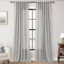 Linen Blend Grey Curtains for Living Room Back Tab Modern Farmhouse Semi Sheer Light Gray Curtains 84 inches Long 2 Panels Set Muted Neutral Cotton Texture Window Curtain for Dining Room Bedroom, 52"W x 84"L