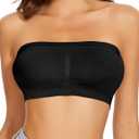 WOWENY Bandeau Bra Padded Strapless Bra for Women Seamless Wireless Strapless Bralette Padded Tube Top (Small, Black)