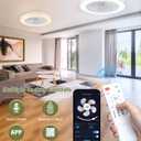 2-in-1 Low Profile Ceiling Fan with Light, 24” Caged Safety Design for Kids - RGB Color, Smart APP/Remote Control, Quiet Flush Mount DC Motor, Ideal for Bedroom/Living Room/Kitchen, White