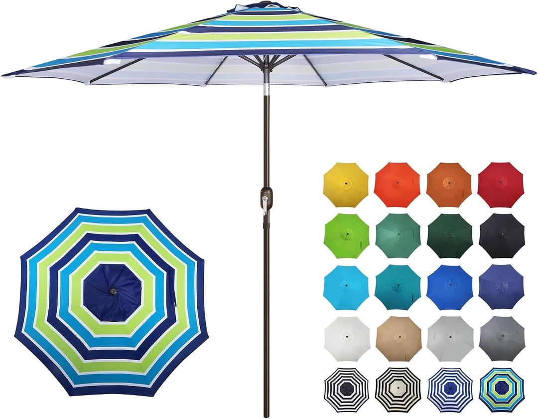 Blissun 10FT Outdoor Patio Umbrella, Outdoor Table Umbrella, Yard Umbrella, Market Umbrella with 8 Sturdy Ribs, Push Button Tilt and Crank