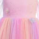 Kids Girls Birthday Party Long Sleeve Star Glitters Tulle Tutu Dress 3D Butterfly Star Sequins Ruffle Dress 7-8Y
