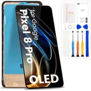 OLED Screen Replacement for Google Pixel 8 Pro LCD Display GC3VE G1MNW Touch Screen Assembly with Repair Tools (Black with Frame)