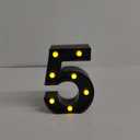 Pooqla Decorative Led Light Up Number Letters, Black Plastic Marquee Number Lights Sign for 5th 15th 50th Birthday Party Wedding Decor Battery Operated Black Number 5, 