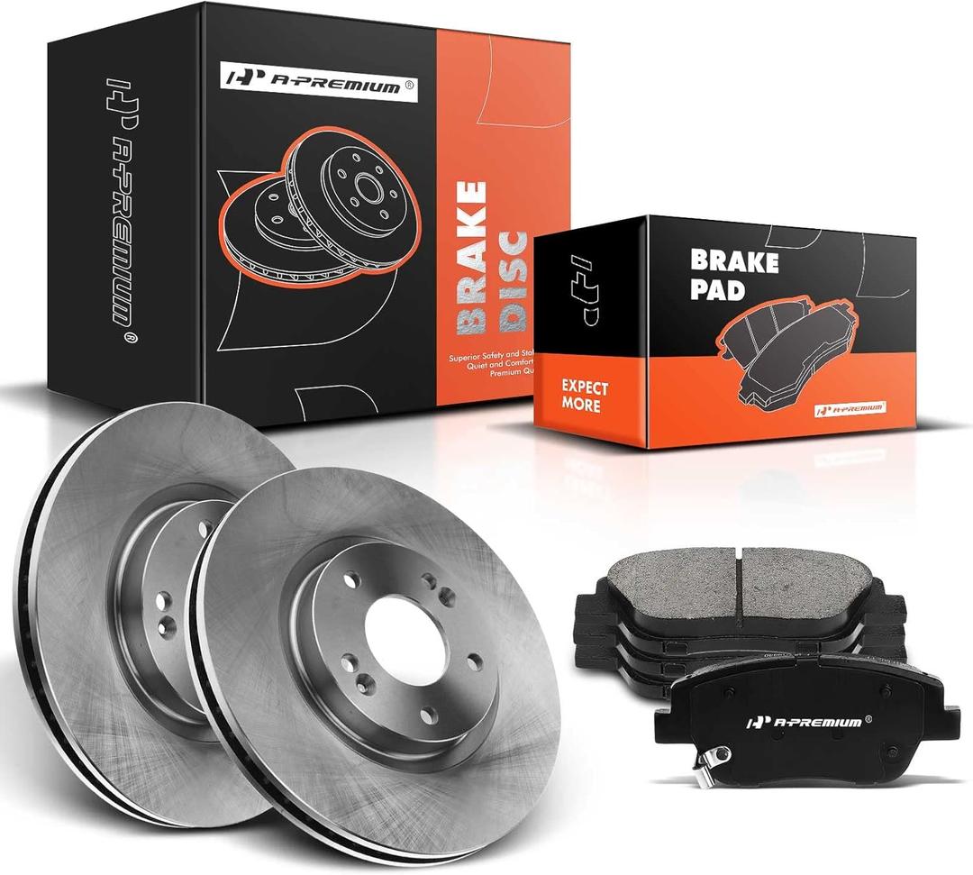 A-Premium 11.81 inch(300 mm) Front Vented Disc Brake Rotors + Ceramic Pads Kit Compatible with Select Hyundai and Kia Models - Optima 2011-2016, Sonata 2011-2015, 6-PC Set