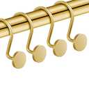 CHICTIE Gold Shower Curtain Hooks, Rustproof Shower Curtain Rings for Bathroom, Metal Shower Hooks for Shower Curtain Rod, Modern Decorative Shower Curtain Hangers Set of 12, Round Heavy Duty Design