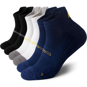 Wildarms Coolmax Bamboo Viscose Compression Running Socks for Men 3 Pairs Athletic Anti Blister Socks Cushioned Ankle Socks