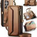 Wallet Case Compatible with Samsung Galaxy S25 Ultra 5G RFID Blocking 10-Card Holder Soft PU Leather Magnetic Snap Strap Zipper Pocket Phone Case Fit for Galaxy S25 Ultra - Brown