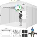 COBIZI 10x10 Pop up Canopy, Canopy Tent for Party with One Push Central Button Air Vent, Event Shelter with Sidewalls and Reflective Strip (White)