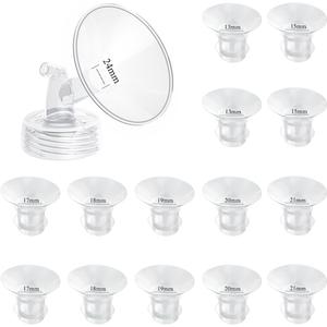 Flange Inserts 13/15/17/18/19/20/21mm 14PC Compatible with Momcozy S12 pro/S9 pro/S9/S10/S12/Medela/TSRETE/Spectra/Bellababy Breast Pumps, Reduce 24mm Tunnel Down to Correct Size