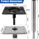 Boat Seat Pedestal Base Mount Kit Package, 3/4 Inch System Includes 7x7 Inch Marine Base Plate Locking Post and 16 Inch High Boat Seat Post Compatible with Pontoon Fishing and Bass Boats