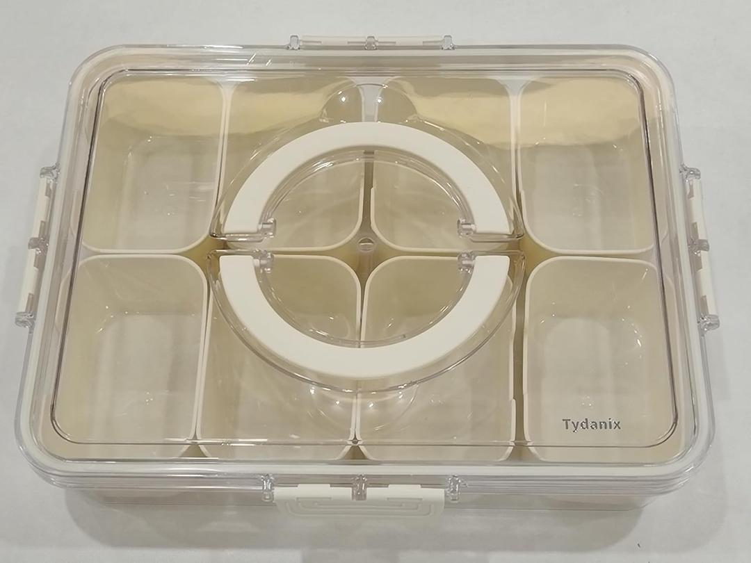 Tydanix Divided Snack Box with Lid and Handle, Portable Snackle Box Organize