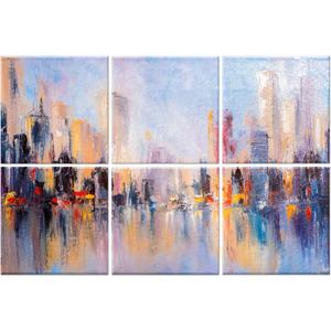 6 Pack Decorative Art Acoustic wall panels,Better Acoustic Treatment than foam, Premium Sound Absorbing and Soundproof wall panels for Recording studio and home, 72"x48" inchAbstract City