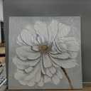 Diathou Hand Painted White Flower Texture Art 36x36 Inch Abstract Home Wall Decoration Art