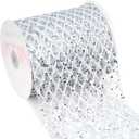 VATIN 6" Silver Christmas Ribbon, Silver Glitter Mesh Diamond Web Sequin Dots Wired Christmas Ribbon for Gift Wrapping Bow Making Wreath Supply-10 Yards