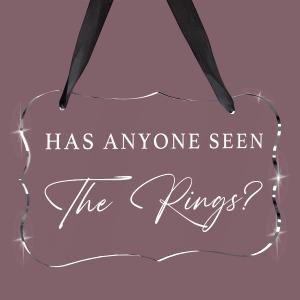 Wedding Acrylic Decor Sign, Bridal Shower Decoration, Acrylic Seat Sign Hanging with Ribbon for Wedding Reception Ceremony Seating and Church Chair Decor - Has Anyone Seen The Rings (Clear), 10 Pcs