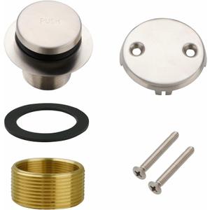 Welsan Bathtub Drain Tip Toe Tub Conversion Kit, Replacement Bath Trim with Two-Hole Overflow Faceplate and Universal Fine/Coarse Thread Assembly, Brushed Nickel