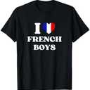 Funny I Love French Boys I Red Heart French Boys France T-Shirt, S