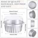 Gejoy 400 Pcs Aluminum Foil Baking Cups with Lids 5 oz Disposable Ramekins Mini Cake Pans Creme Brulee Cupcake Liners Muffin Tins Flan Mold Dessert Container for Wedding(Silver,Classic)