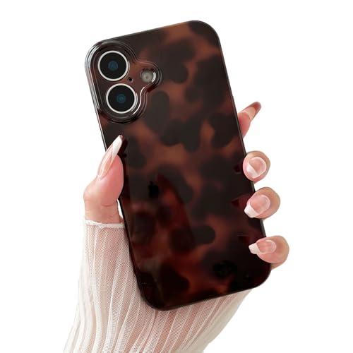 Huahuacase Compatible with for iPhone 16 Case, Tortoise Shell Chic Amber Brown Print Leopard, Classic Soft TPU Protective Shockproof Case for iPhone 16 6.1 ''Color2