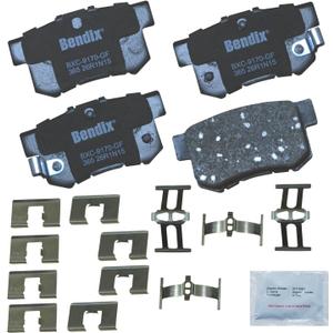 Bendix Priority1 CFC365 Ceramic Rear Brake Pads for select Acura CL, CSX, EL, ILX, Integra, Legend, RSX, TL, TSX, Vigor, Honda Accord, Civic, CR-Z, Prelude, S2000, MG ZR, Suzuki Kizashi, SX4 Crossover