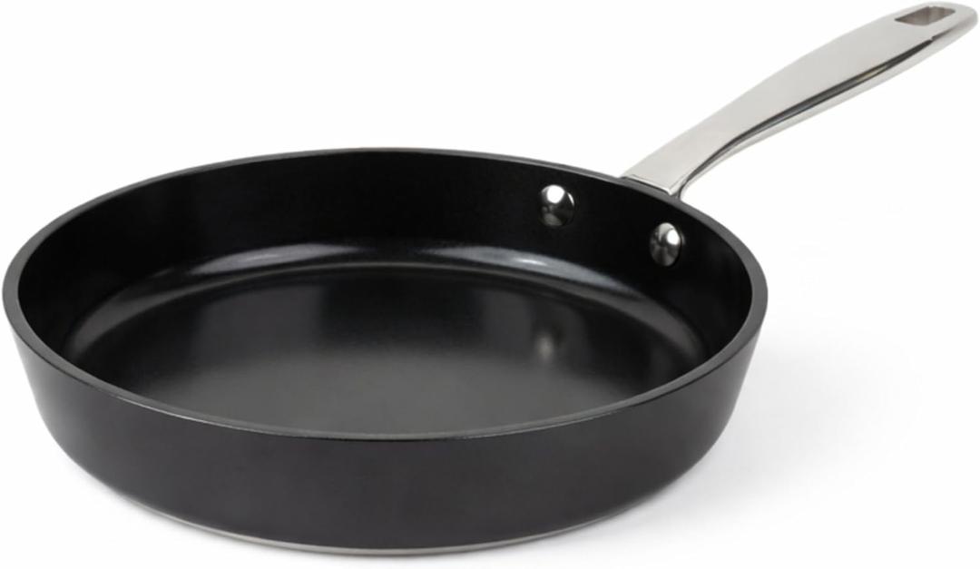 Alva Maestro 8-Inch Ceramic Nonstick Frying Pan, PFAS-Free Non Toxic Egg Pan, Induction Safe Small Skillet with Stainless Steel Handle, Heavy-Duty Aluminum, PTFE & PFOA Free, Black