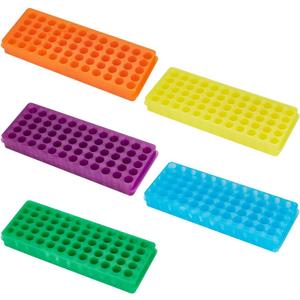 OLYCRAFT 5PCS Polypropylene Microcentrifuge Tube Rack, Double Panel 60-Well Centrifuge Test Tube Holder for Chemistry Laboratory - Assorted Colors