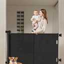 Miumoon 50 inch Retractable Baby Gates 34 inch Tall, Retractable Gate with Reinforced Strip Design to Prevent Crawling Through, Retractable Dog Gate for Stairs, Doorways, Hallways