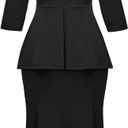 Elegant Church Dress for Women Midi Dresses Work Wear Vintage Pencil Dress for Business Casual Outfits (Black, XL)
