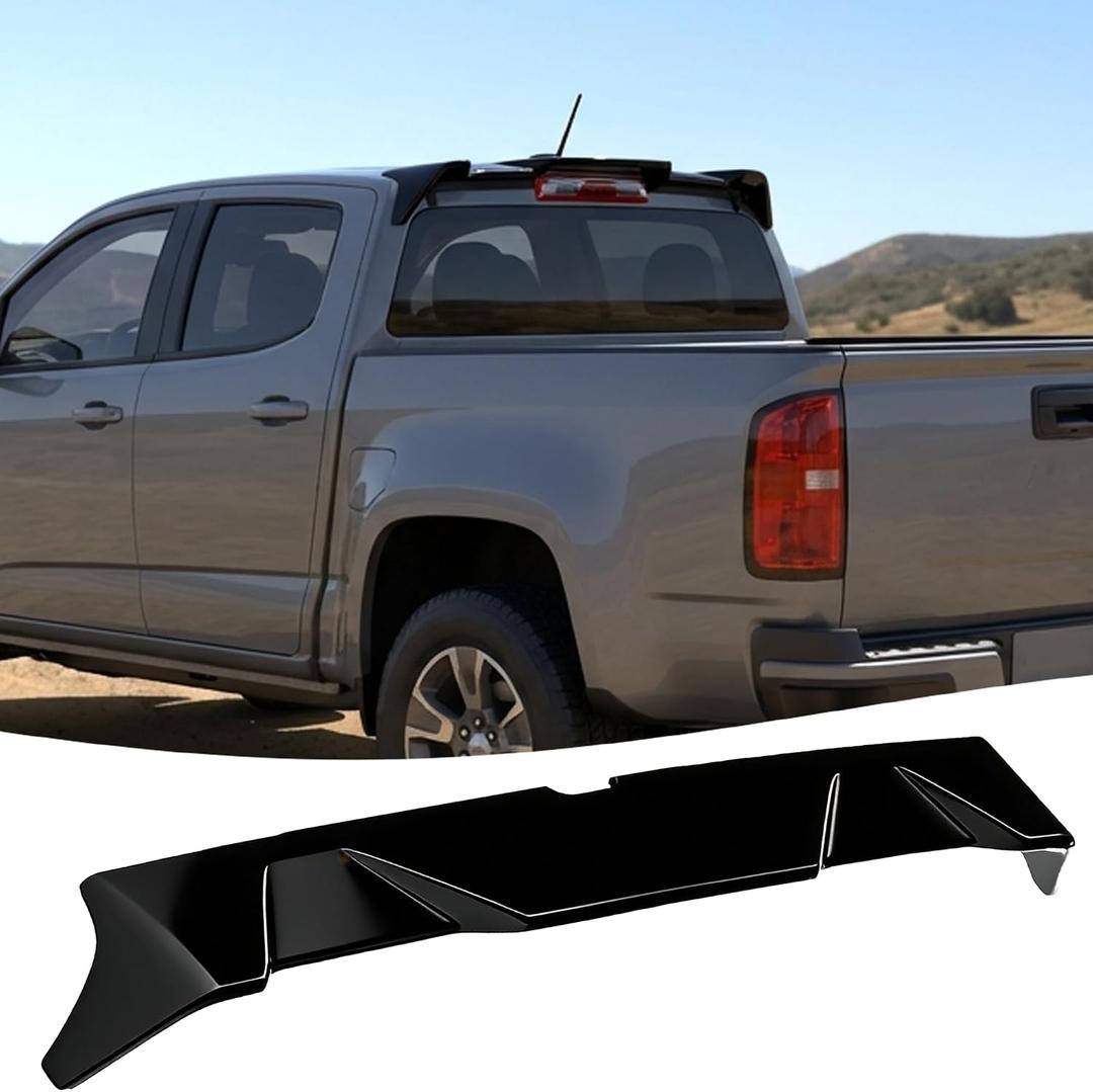 STSEV01 Rear Spoiler Cab Roof Wing Fit for Chevy Colorado 2015-2022 Accessories LT/WT/ Z71/ ZR2/ Base, ABS Gloss Black Add-on Top Lip Truck Cabs Exterior