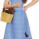 fun shack Dorothy Costume For Girls | Kids Dorothy Dress | Classic Dorothy Outfit For Halloween And Dress Up (Medium, Blue)