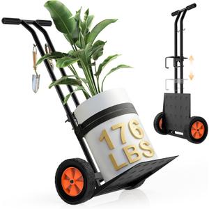 Plant Caddy with Wheels, USA Original Patent, 176 lbs Plant Dolly Cart, Foldable Plant Mover Cart with Adjustable Grabbing Arm and Strap for Large Plant Pots, Indoor & Outdoor Use, Carbon Black