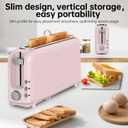 SEEDEEM 2 Slice Slim Toaster, Single 10" Long Slot Toaster Fits Bagels & Artisan Bread, 6 Shade Settings, Cancel/Reheat/Defrost, Removable Crumb Tray, Auto Shut-Off, Pink