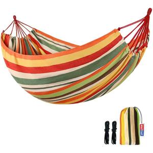 Cotton Canvas Hammock, Comfortable Fabric Camping Hammock with Tree Straps, Up to 440lbs with Travel Bag for Camping Outdoor/Indoor Patio Backyard(Orange, Without bar)